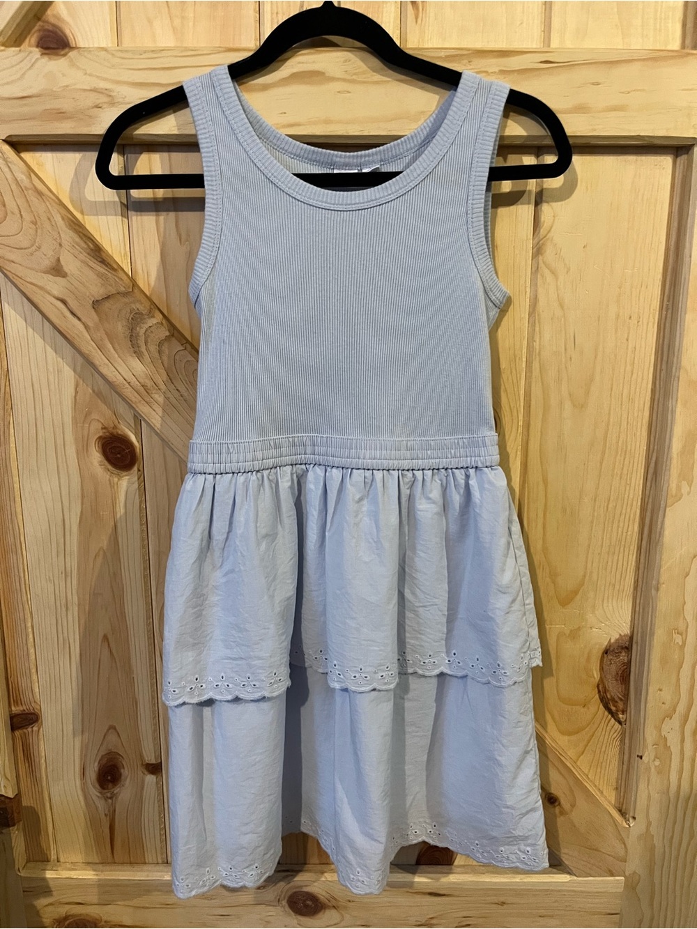 Gap Blue Tiered Eyelet Detail Dress 100% Cotton
